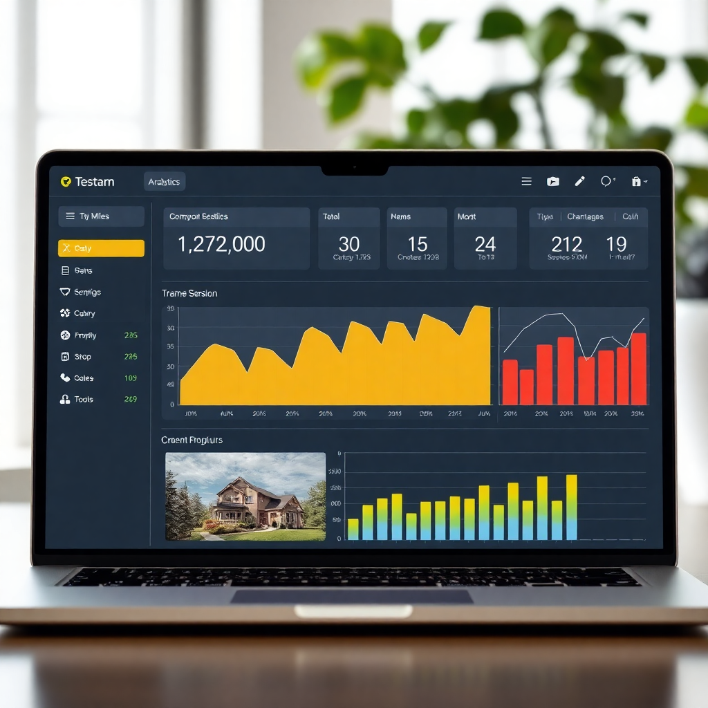 real estate technology platform with digital analytics and property data visualization, fintech photography